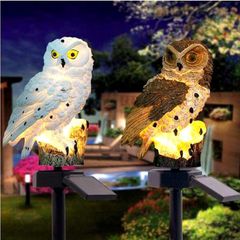 Garden Ornaments Outdoor Owl Shape Light LED Solar Garden Light Owl Lawn Lamp Waterproof Solar Led Lights Outdoor Yard Garden Creative Solar Lamps (Brown)