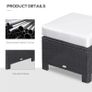 Footstool Wicker Ottoman with Padded Seat Cushion Outdoor Patio Furniture for Garden Poolside Living Room, 50 x 50 x 35 cm, Black Image 5