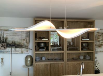 Stunning white fabric large pendant light