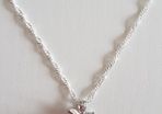 925 Sterling Silver pink opal apple pendant necklace