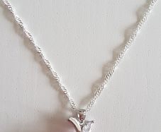 925 Sterling Silver pink opal apple pendant necklace