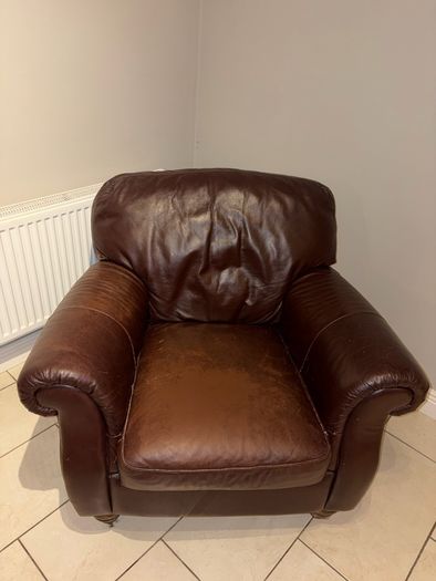 Brown leather armchair