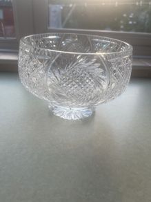 Tyrone Crystal Large bowl with intricate fan & diamond pattern