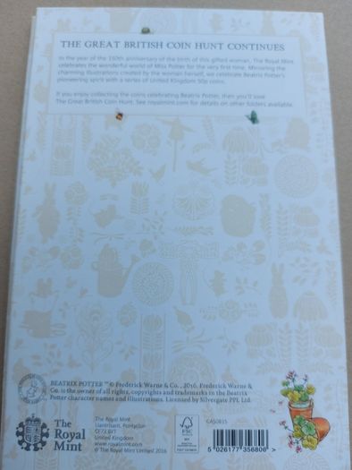 2016 Beatrix Potter 50p Coins in Royal Mint Presentation Book