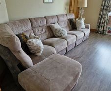 6 seater soft grey fabric sofa