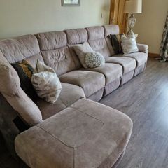 6 seater soft grey fabric sofa