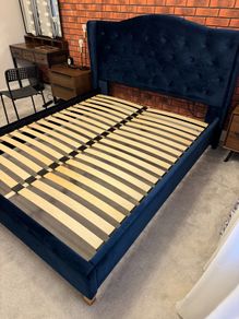 Blue Velvet king size bed frame