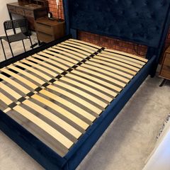 Blue Velvet king size bed frame
