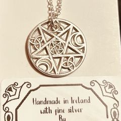 Sterling silver chain with fine silver Celtic design star pendant