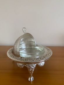 Vintage Silver Plated Dome Roll Top Dish
