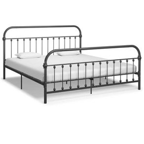 Bed Frame Grey Metal 180x200 cm