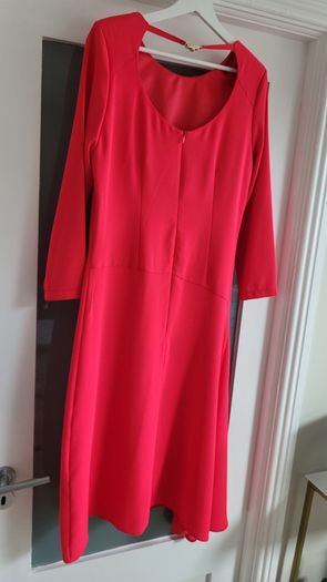 Kate Cooper coral asymmetrical dress Sz 10UK