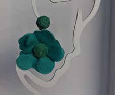 Chunky Raffia Green Fabric Flower Statement Earrings