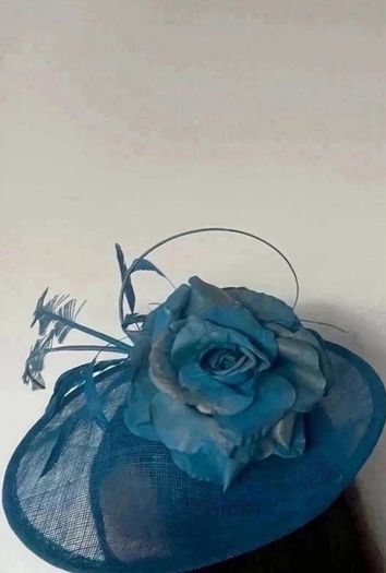 Blue mother of the bride wedding outfit with hat