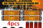 4pcs of Truck LED Side Lights in Red, Yellow, And White; Auxiliary Light Strips; Flashing