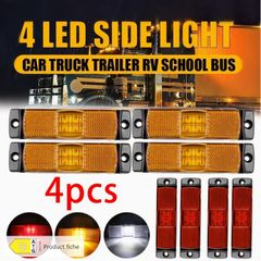 4pcs of Truck LED Side Lights in Red, Yellow, And White; Auxiliary Light Strips; Flashing