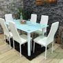 Modern Glass Dining Table Set Seats 6, White Image 5