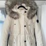 ONLY Cream Faux Fur Hooded Winter Parka Coat Size L Image 3