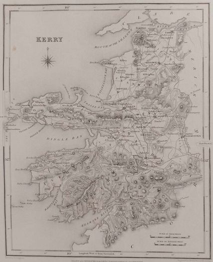 Kerry 1837 Antique Map Including Baronies
