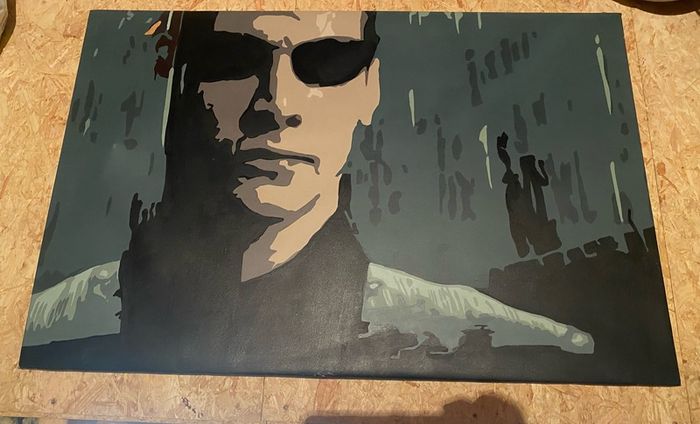 painting of Neo from the matrix