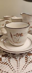 Vintage Arklow Honey Stone Cup and Saucer x6 Whead Field Ceramic Ireland