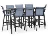 9 Piece Garden Bar Set Black and Grey