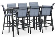 9 Piece Garden Bar Set Black and Grey