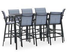 9 Piece Garden Bar Set Black and Grey