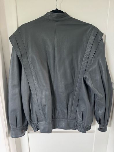 Vintage Grey Leather Jacket Size 40