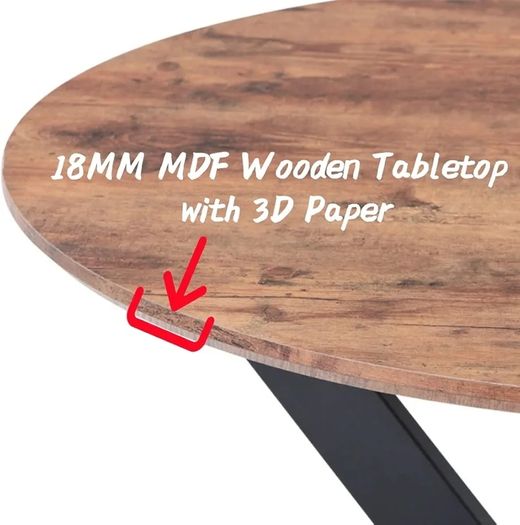 Round Dining Table Wooden 80cm Retro Kitchen Table for Dining Room, Industrial Style Rustic Brown and Black (Table Only)