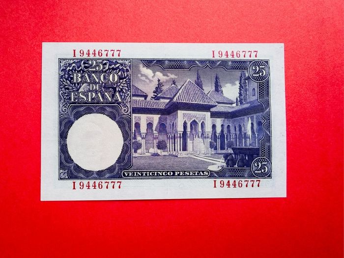 Spain  25 Pesetas  1954  Pick 147a  Scarce  Without Letter  ( Uncirculated )