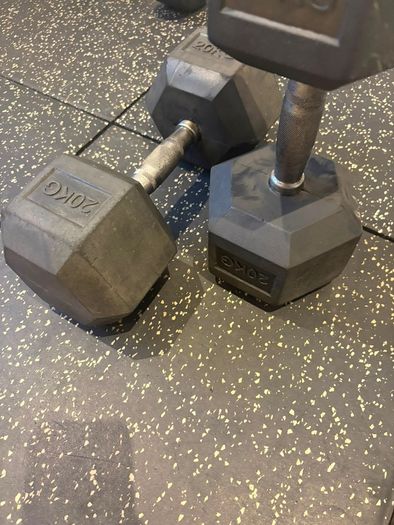 Dumbbells Rubber Hex 20kg Pair