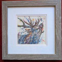 Framed watercolour stag print "Call of the Wild"
