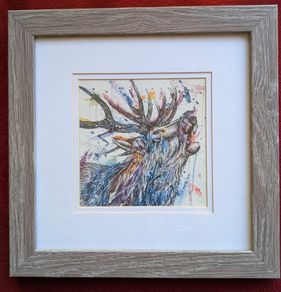 Framed watercolour stag print "Call of the Wild"