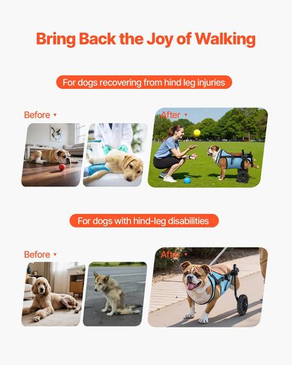 Wheelchair for Back Legs, Adjustable 2 Wheels Pet Wheelchair