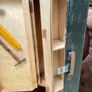 Old Vintage Carpenters Tool Box with Drawer Black Painted Wooden 1950s Image 6