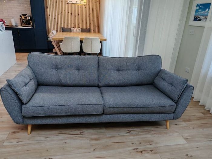 French Connection DFS Zinc Grey 4 seater couch and armchair set