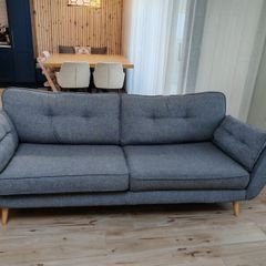 French Connection DFS Zinc Grey 4 seater couch and armchair set