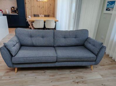 French Connection DFS Zinc Grey 4 seater couch and armchair set