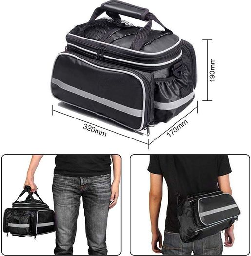 Bicycle Pannier, Outdoor Waterproof Multi- function Portable Bicycle Pack Bike Pannier Carrying Luggage Package Rack Panniers Rear Seat Trunk Bag with Rainproof Cover