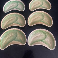 Antique Minton china lettuce leaf crescent dishes