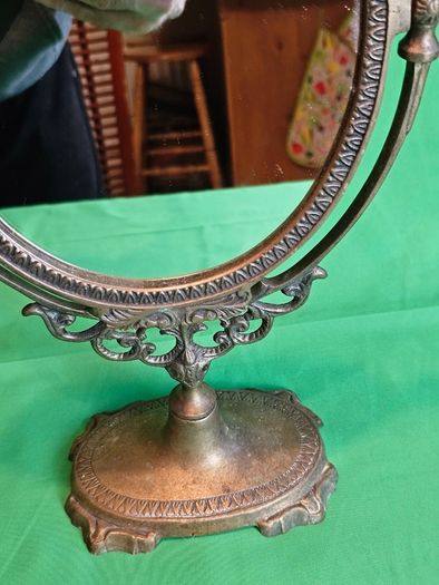 Ornate Victorian Style Brass Swivel Vanity Mirror  Antique Dressing Table Mirror