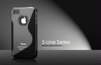 Protective Case S-Line Soft Gel Silicone Cover for iPhone 4 4S + Free Screen Protecor