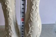 Set Of 2 White Vases With Gold Rim Is Not Stamped.