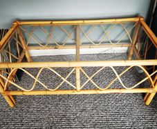Vintage Rattan Bamboo coffee table and display stand