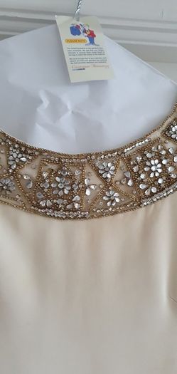 MARCHESA 100% silk mini dress with jewel encrusted scooped neck Sz 10 - Rrp 495 USD
