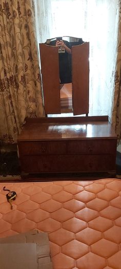 Vintage Dressing Table with Folding Mirror
