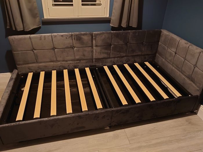 Grey velvet corner day bed