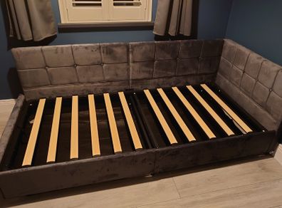 Grey velvet corner day bed