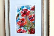 Wild Poppies &amp; Blue Sky / Original Watercolor Floral Painting